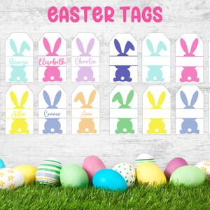 Easter Bunny Tags, Printable, Customizable, Add Name, Digital Download, Easter Gift Tags