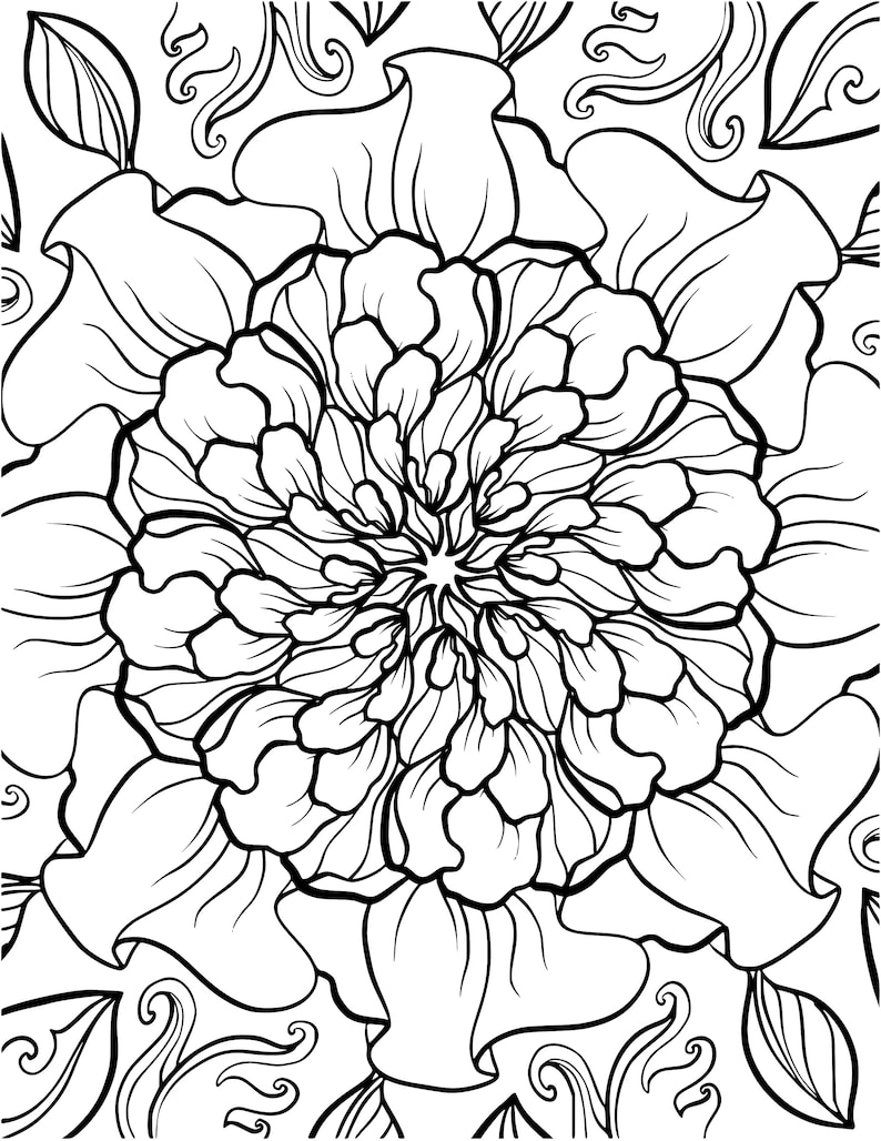 Whimsical Flowers (23 Sheets) Coloring Book - Etsy