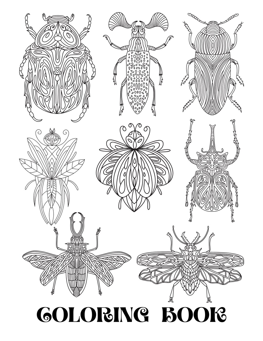 Bug Coloring Sheets (13 Sheets) Etsy