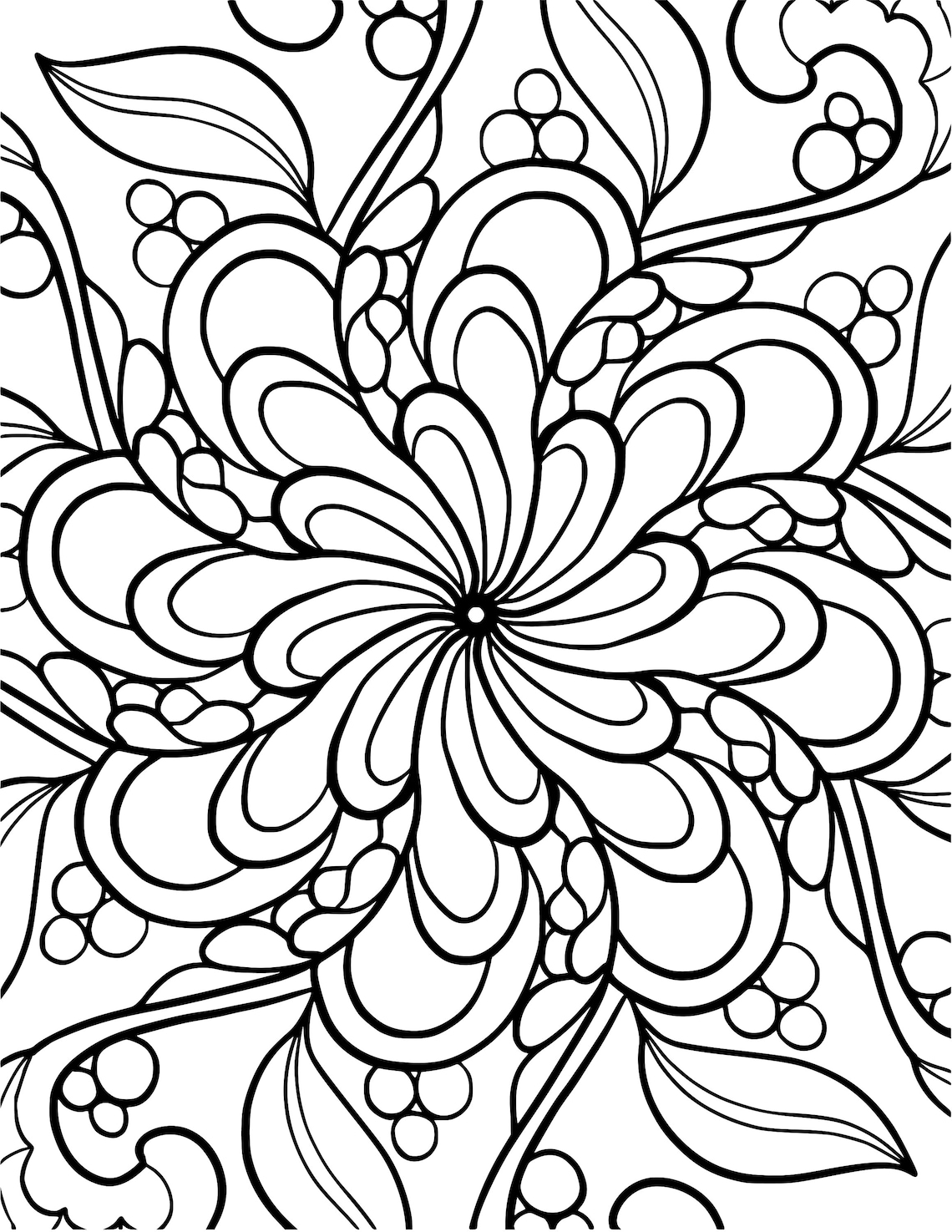 Whimsical Flowers (23 Sheets) Coloring Book - Etsy