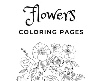 Flowers Coloring Pages Floral Printables Digital download