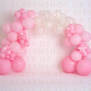 Cake Smash Digital Background Backdrop Girl One Year Pink Bows