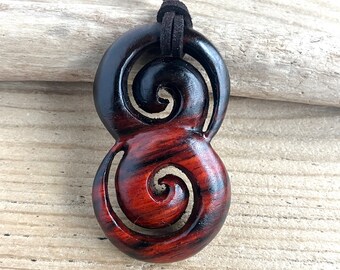 Wooden Twin Double Koru Spiral Sculpture Hand Carved From Ebony Wood ...