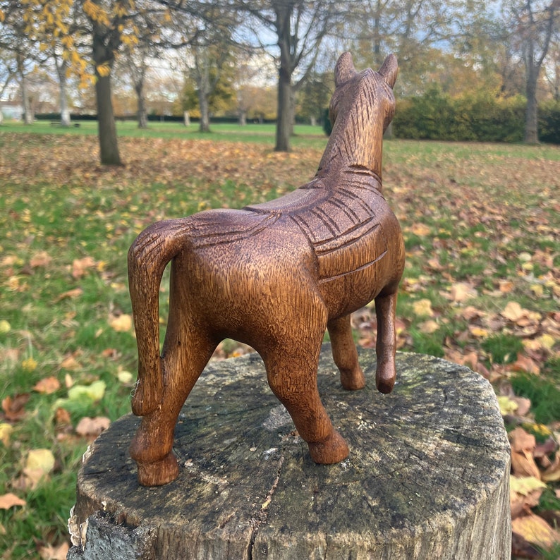 Large Wooden Horse Handcarved Wood Statue Wooden Home Decor Etsy UK