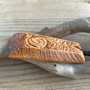 Pomouwood Fokienia Wood Faceted Toki & Koru Wooden Pendant Necklace 65 mm, Handmade Unique Wooden Gifts, Unisex Gifts PM206P image 3