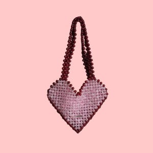 Handmade Heart Beaded bag, Heartbag handmade pearl bag, heart bag, heart accessory pearl, pearl bag, glass beads, bag, bag, gift