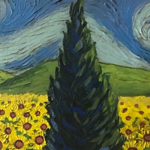 Champ de tournesols par Vincent Van Gogh 1888 Peinture originale signée à l'huile sur toile image 5