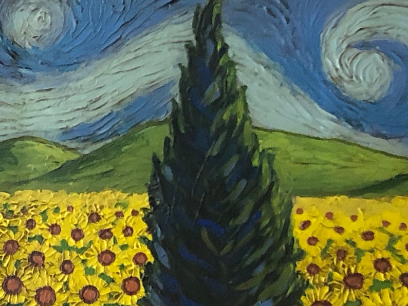 Champ de tournesols par Vincent Van Gogh 1888 Peinture originale signée à l'huile sur toile image 5