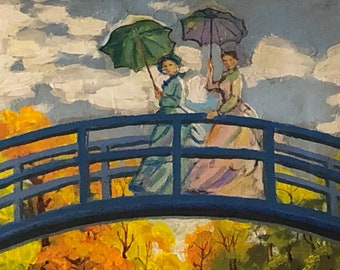 Women with Parasols on a Japanese Bridge by Claude Monet 1875 Oil Painting