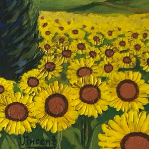 Champ de tournesols par Vincent Van Gogh 1888 Peinture originale signée à l'huile sur toile image 2