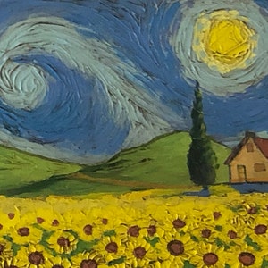 Champ de tournesols par Vincent Van Gogh 1888 Peinture originale signée à l'huile sur toile image 4