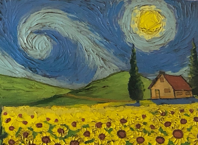 Sunflower Field by Vincent Van Gogh 1888 Signed Original Painting Oil on Canvas image 4