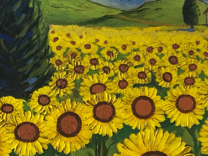 Sunflower Field by Vincent Van Gogh 1888 Signed Original Painting Oil on Canvas image 6