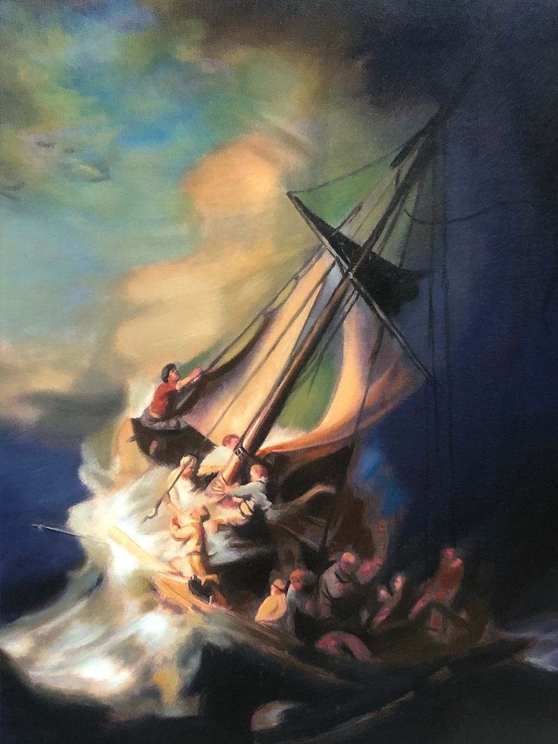 The Storm of the Sea of Galilee by Rembrandt Oil Painting Etsy