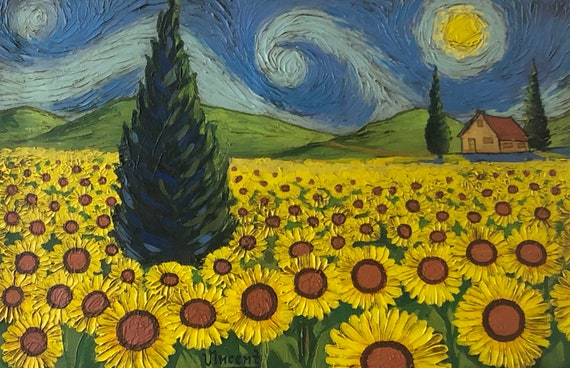 Kit Point De Croix Tournesols De Van Gogh - DMC - Tissu Aida 14 Fils, 50x45 Cm