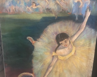 Dancing Girl with Flowers By Edgar Degas Signed Painting Oil on Canvas 1868