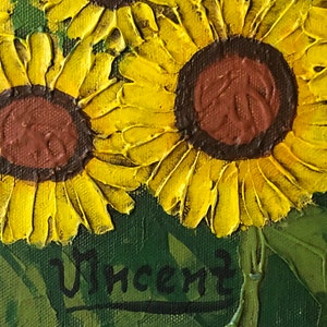 Sunflower Field by Vincent Van Gogh 1888 Signed Original Painting Oil on Canvas image 7