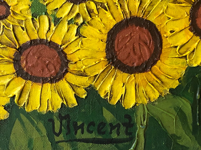 Sunflower Field by Vincent Van Gogh 1888 Signed Original Painting Oil on Canvas image 7
