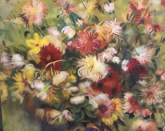 Vase of Chrysanthemums by Pierre Auguste Renoir Painting Oil on Canvas 1868 Mums Flowers