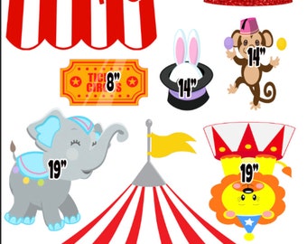 Yard Card Lawn Decor: Circus  Party Props Decoration Backdrops Coroplast cutouts Sings Centerpieces (No Stakes or Stands Included)