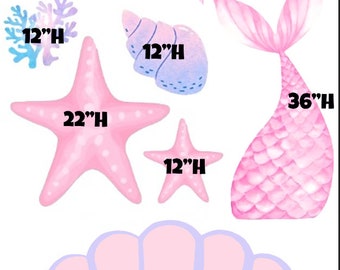 Yard Card Law: seashells Party Props Decoration Backdrops Coroplast cutouts Sings Centerpieces (No Stakes or Stands Included)