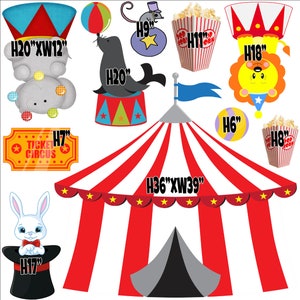 Yard Card Lawn Decor: Circus FUN Party Props Decoration Backdrops Coroplast cutouts Sings Centerpieces (No Stakes or Stands Included)
