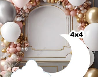 Yard Card Lawn Decor: MOON cloudS Party Props Decoration Backdrops CoroPlast cutouts Sings Centerpieces (No Stakes or Stands Included)