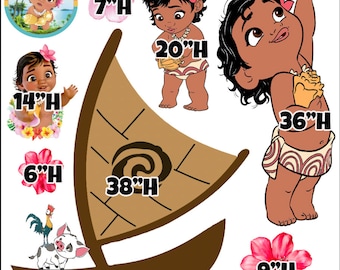 Yard Card Lawn Decor: Princess Moana Party Props Decoration Backdrops Coro-last cutouts Sings Centerpieces (No Stakes or Stands Included)