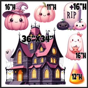 Yard Card Lawn Decor:GHOST HOUSE   Party Props Decoration Backdrops CoroPlast cutouts Sings Centerpieces (No Stakes or Stands Included)