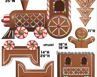 Yard Card Lawn Decor: Gingerbread Party Props Decoration Backdrops Coroplast cutouts Sings Centerpieces (No Stakes or Stands Included
