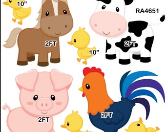 Yard Card Lawn Decor: Farm  animals   Party Props Decoration Backdrops Coroplast cutouts Sings Centerpieces (No Stakes or Stands Included)