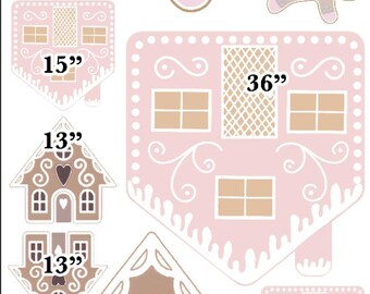 Yard Card Lawn Decor: Gingerbread Party Props Decoration Backdrops Coroplast cutouts Sings Centerpieces (No Stakes or Stands Included