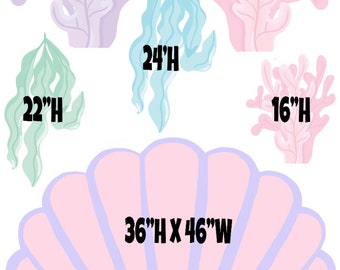 Yard Card Law: seashells Party Props Decoration Backdrops Coroplast cutouts Sings Centerpieces (No Stakes or Stands Included)