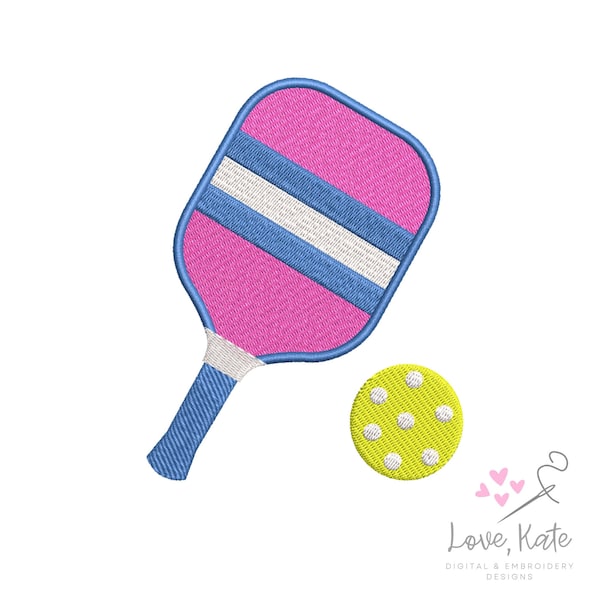 Pickleball Paddle Embroidery Design - (8 Sizes, 2 Styles - Stripes and Solid)