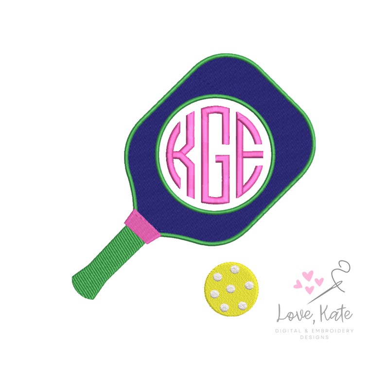 Pickleball Monogram Embroidery Frame - Appliqué and Stitch Files (4 ...