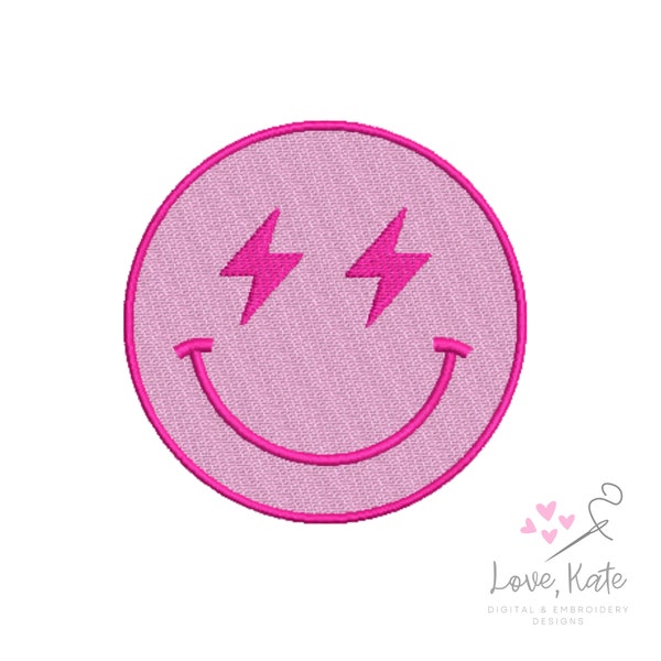 Preppy Smiley Face Embroidery Design (5 sizes - Fill & Outline)