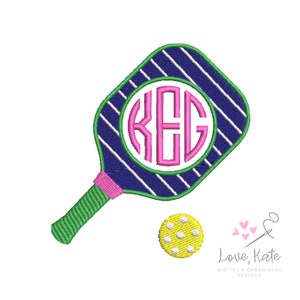 Pickleball Monogram Frame - Stitch and Appliqué Files (4 sizes)