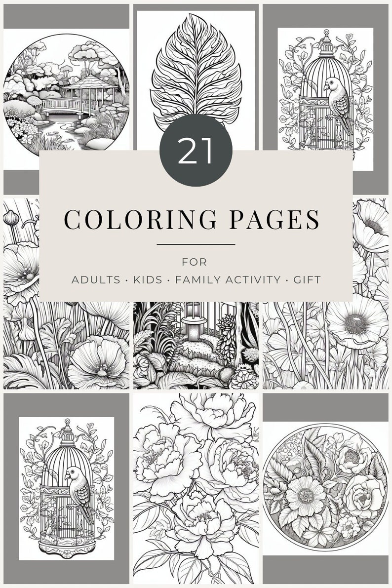 Garden Mindfulness Coloring Pages for Adults or Children. Printable - Etsy