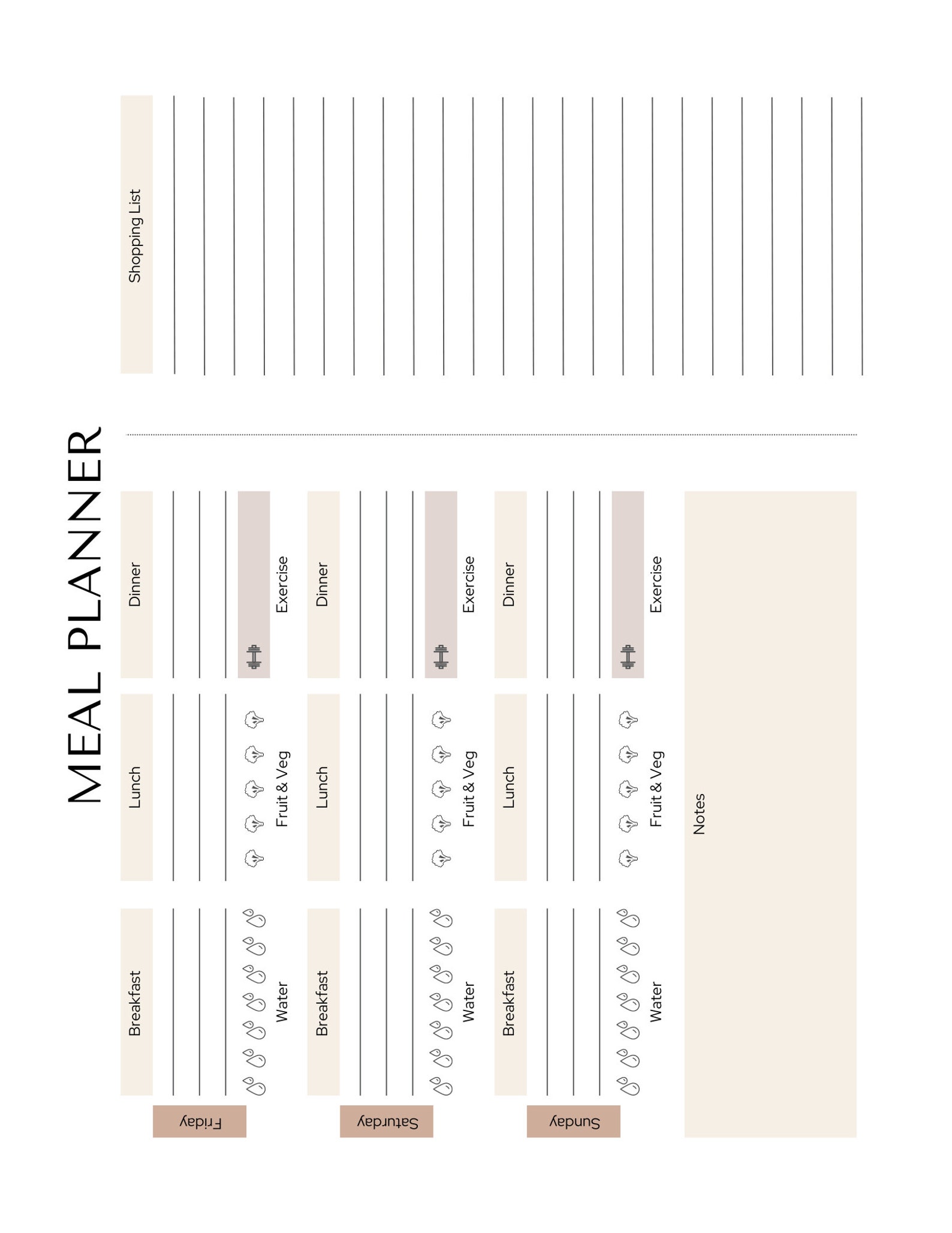 Weekly Meal Planner Template - Etsy