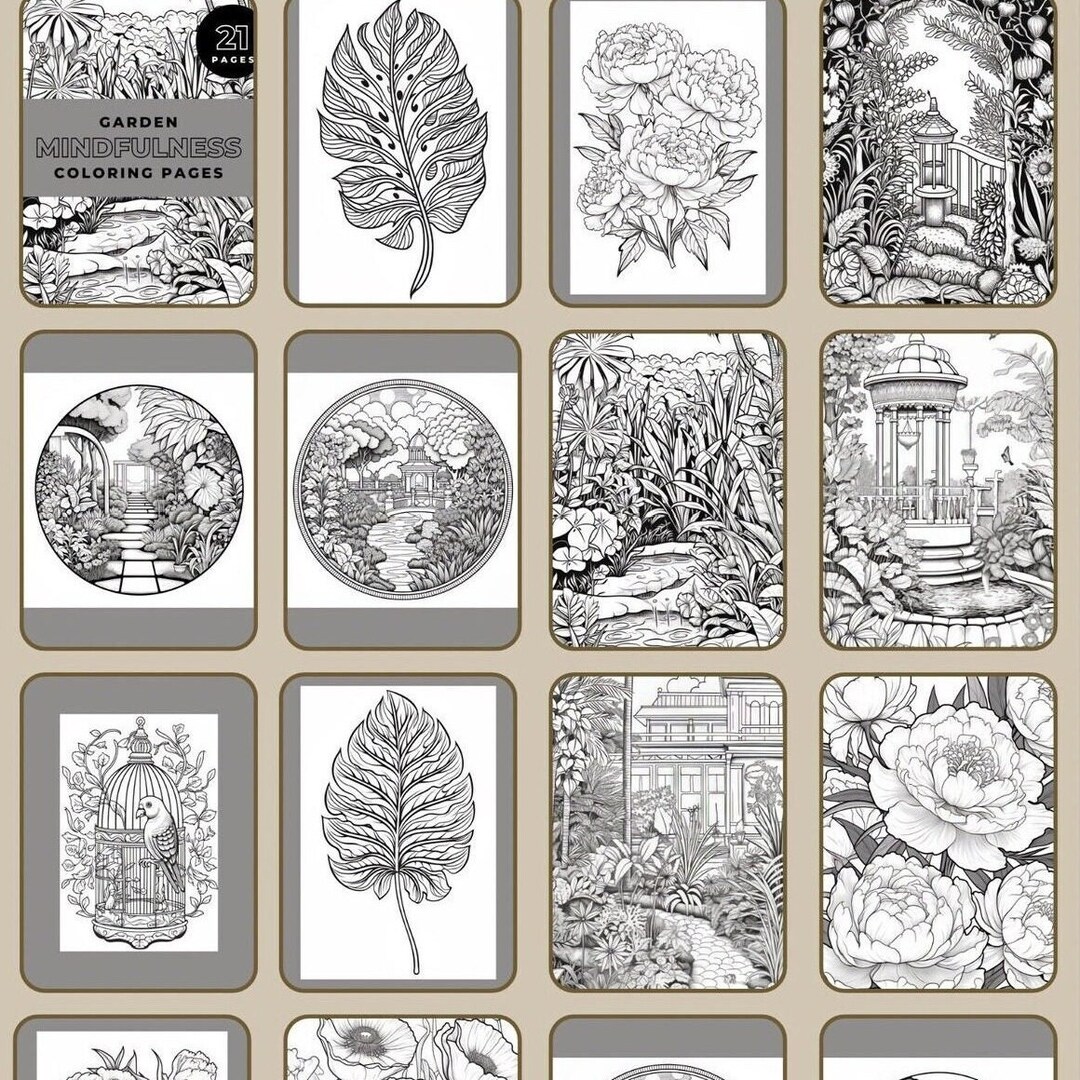 Garden Mindfulness Coloring Pages for Adults or Children. Printable - Etsy