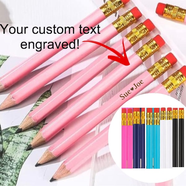 Personalized golf pencils, baby shower favors, favors for wedding, back to school, its a girl, engraved pencils, its a boy, bridal shower