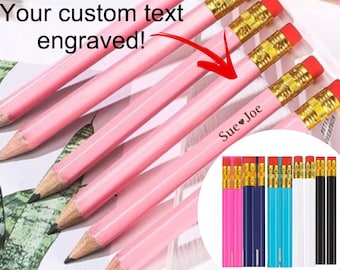 Personalized golf pencils, custom engraved small pencils for kids, back to school personalized mini pencils, short pencils for good grip