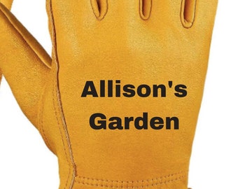 Personalized Leather Work Gloves, Engraved Gardening Gift
