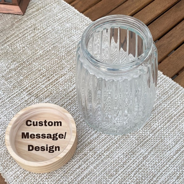 Personalized Cookie Jar, Mothers Day Gift, Gift For Mom, Gift For Grandma, Dog Treat Jar, Custom Glass Jar, Engraved Wooden Jar,Cooking Gift