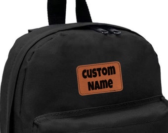 Personalized kids backpack | back to school backpack | backpack with leather engraved patch | kids name on backpack | custom kids backpack