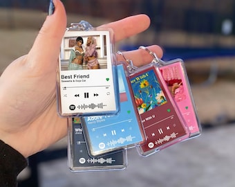 Custom Photo Song Keychain, Scannable Music Keychain