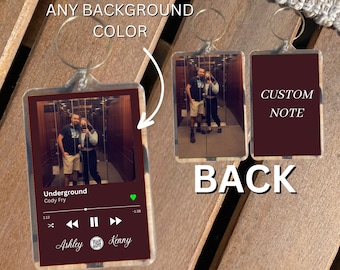 Custom Photo Song Keychain, Personalized QR Scan Code Music Keychain
