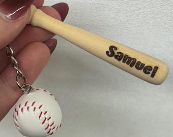 Personalized Baseball Keychain | Custom Mini Bat Keychain | Engraved Baseball Gift | Player Team Coach Gift | Sports Bag Tag