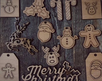 Personalized christmas ornament, custom engraved ornament for christmas, snowman, reindeer, santa ornament, wooden engraved christmas tree