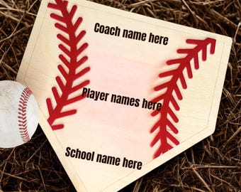 Personalized Baseball Coach Gift, Custom Team Home Plate Plaque, Engraved Player Names, End of Season Baseball Team Thank You Gift,Christmas